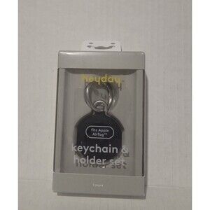 Apple AirTag Silicone Keychain & Holder Set- heyday - Black NEW Carabiner Clip